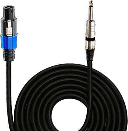 Speakon to 1/4" Audio Cord - Speakon Connector to 1/4 Inch Male Connection 30 ft 12 Gauge Black Heavy Duty Professional Speaker Cable Wire - Delivers Sound - Pyle PPSJ30