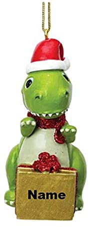 Suki Gifts Dinosaur Christmas Decoration Personalised with Custom Name or Blank