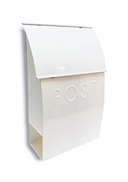 NACH MB-44904 POST Milano Pointed Mailbox with Newspaper Holder - Wall Mounted Post Box, White, 9.5 x 4 x 15 inch