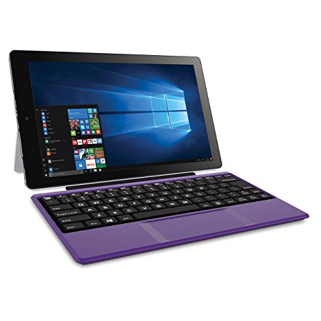RCA Cambio 10.1 Inch 2in1 32GB Tablet with Windows 10, Intel Atom Z8350 2GB RAM, Includes Keyboard (Purple)