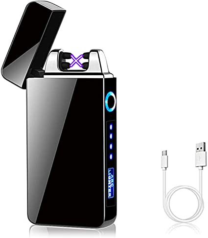 KIPIDA USB Electronic Lighter, Arc Lighter,Touch Screen Electric Lighter LED Dual Arc ARC Lighter with Battery Indicator Windproof Lighter for Men Ladies in Gift Box Packaging,Gift for Him/Dad/Father