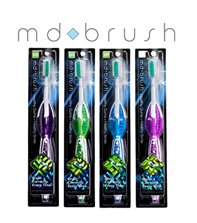 MD Brush (2), It’s How Dentists Brush. Revolutionary 45˚ Deep Clean Precision Toothbrush- ADA Bass Method. Removes Plaque, Bad Breath, Bleeding Gums, Whitens Teeth. Extra Soft Floss Tip Bristles.