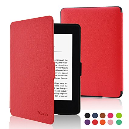 Kindle Paperwhite Case - ACdream The thinnest and Lightest Slim Shell Leather Auto Wake Sleep Smart Cover Case For Kindle Paperwhite(only Fit kindle paperwhite 2012 and 2013 model,not fit kindle /kindle touch), Red