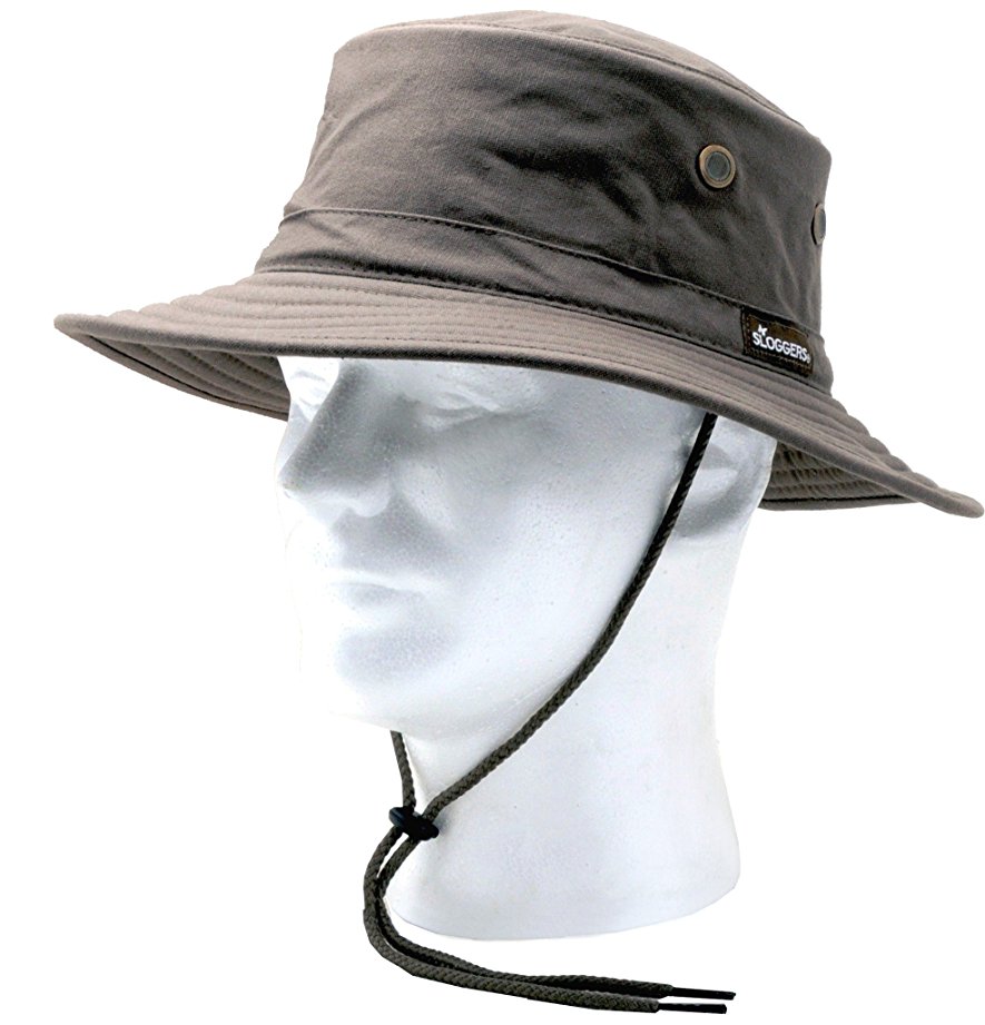 Principle Plastics Sloggers 4471DB Classic Cotton Hat with Wind Lanyard Rated UPF 50 Plus Maximum Sun Protection-Dark Brown-Adjustable Medium to Large