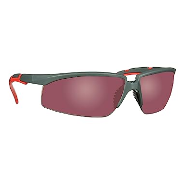 3M Safety Glasses, Solus 2000 Series, ANSI Z87, Anti-Scratch, Red Mirror Lens, Gray/Red Frame, Adjustable Ratchet Temples