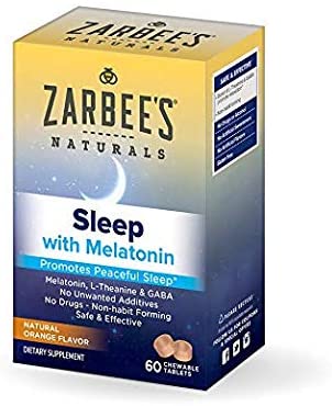 Zarbee's Naturals Sleep Melatonin, Orange Flavor, 60 Chewable Tablets (Pack of 2)