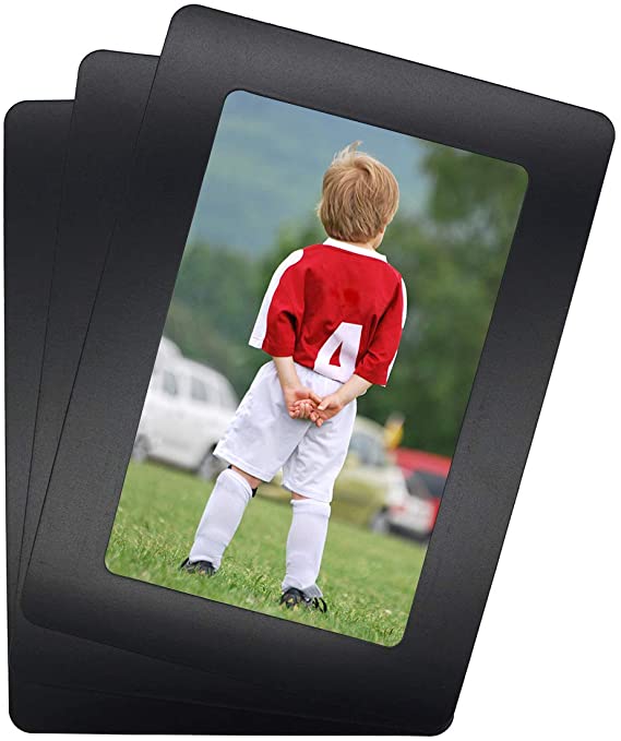 TOPINSTOCK Magnetic Picture Frames for Refrigerator Soft PVC Frame Holds 4 x 6 Inches Photos Black Color 3 Pack