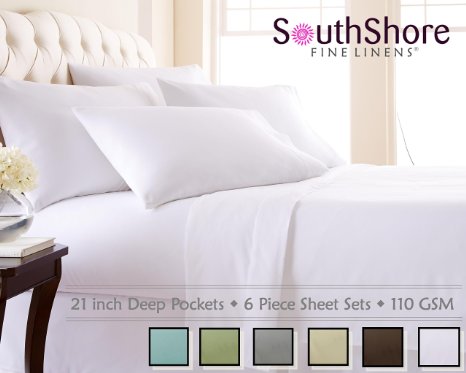 Southshore Fine Linens® 6 Piece - Extra Deep Pocket Sheet Set - WHITE - Queen