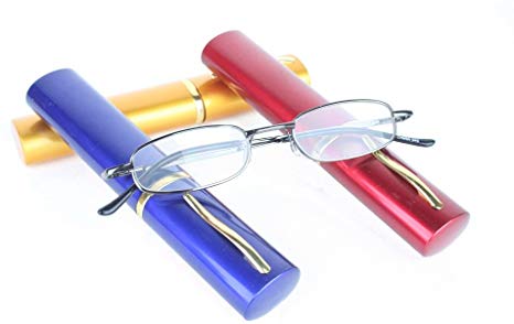 Fiore® 3 Pack Reading Glasses w/Aluminum Pocket Tube Clip Case 1.00-4.00 (2.00)