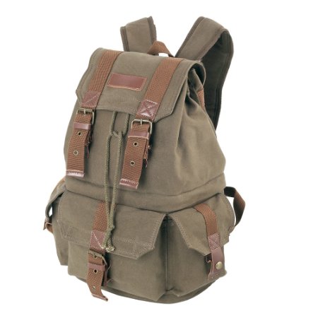 koolertron Canvas DSLR SLR Camera Shoulder Bag Backpack Rucksack Bag With Waterproof Rain Cover For Sony Canon Nikon Olympus