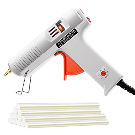 Hot Glue Gun, TopElek 100W Hot Glue Gun with 12pcs Glue Sticks- Professional Glue Gun with Temperature Adjustable and Non-drip Nozzle for Crafts DIY Projects Home Repair – White