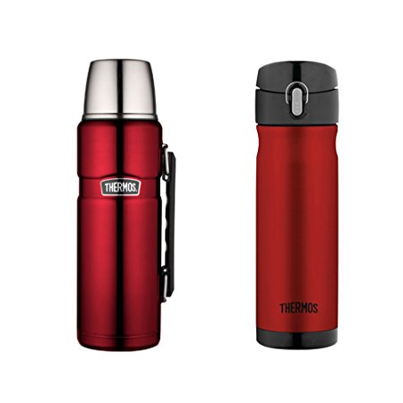 Thermos Stainless King 40 Ounce Beverage Bottle, Cranberry (King 40 Ounce w/ 16 Ounce)