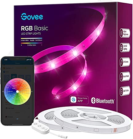 Govee LED Strip Lights 65.6ft, Bluetooth RGB LED Lights with App Control, Bright 5050 LEDs, 64 Scenes and Music Sync LED Lights Strip for Bedroom, Living Room, Kitchen, Party, ETL Listed Adapter, 2 Rolls of 32.8ft