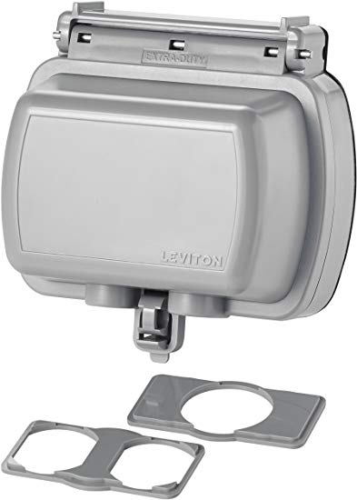 Leviton 5981-UGY While-in-Use Cover for GFCI/Decora Duplex and Single Outlet, Horizontal, Gray