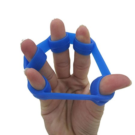METFIT Hand Finger Strength Exerciser Trainer Strengthener Grip Resistance Band Tension (Blue)