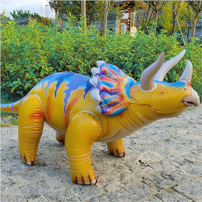 ZQ 43”L Triceratops Inflatable Dinosaur Party Decorations Blow Up Dinosaur Party Supplies Dinosaur Birthday Decorations Party Favors Gifts Toys for Kids 3-5, Large Dinosaur Figure, Jumbo Dino