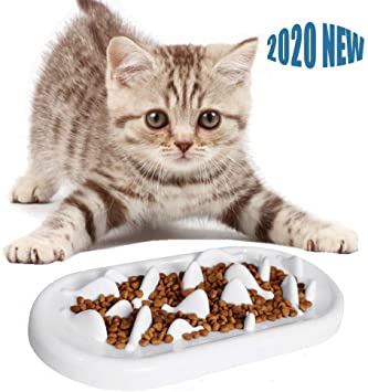 Slow Feeder Cat Bowls,HICOMIE Pet Fun Interactive Feeder Cat Food Bowl,Stress Free Pet Bowl Helps Stop Bloat Prevents Obesity Improves Digestion