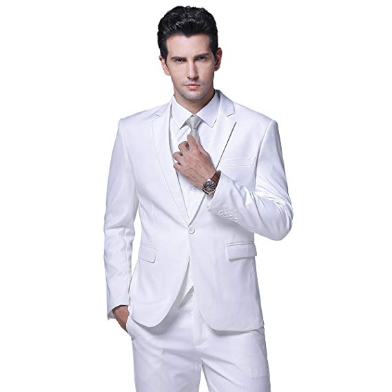 Mens One Button Formal 2 Piece Suits Slim Fit Multi-Color Wedding Tuxedo