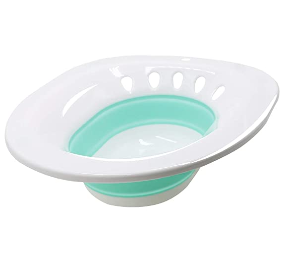 Foldable Squat Free Sitz Bath, Discreet Over The Seat Sitz Bath to Treat Postpartum Wounds, Hemorrhoids, Perineal Care, Episiotomy Recovery & Yoni Steam Baths, Reusable Anal and Vaginal Care