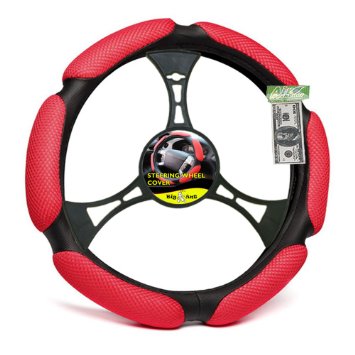 Big Ant Car Steering Wheel Cover (Red)- Air Mesh and Foam Padded Universal 15 inch With FREE Air Freshener