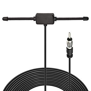 Bingfu Universal Car Stereo AM FM Dipole Antenna,Hidden Adhesive Mount AM FM Radio Antenna for Vehicle Car Truck SUV Radio Stereo Head Unit Receiver Tuner,10 feet Cable Motorola DIN Plug Connector