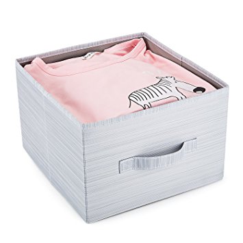 Foldable Storage Basket,Mee'life Cube Box Drawer Container for Nursery Home Underwear Clothes Toys Office Organizer Bin and Hanging Closet Shelves Accessory with Handle(Light Gray).