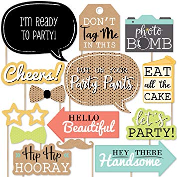 Big Dot of Happiness Put On Your Party Pants - Photo Booth Props Kit - 20 Count