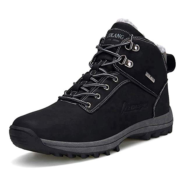 VANDIMI Winter Snow Boots for Men Insulated Fur Lined Booties Mens Non-Slip Warm Winter Shoes