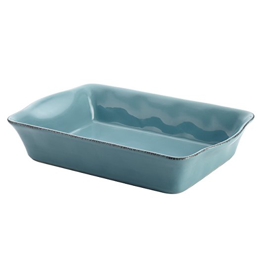 Rachael Ray Cucina Stoneware 9-Inch x 13-Inch Rectangular Baker, Agave Blue