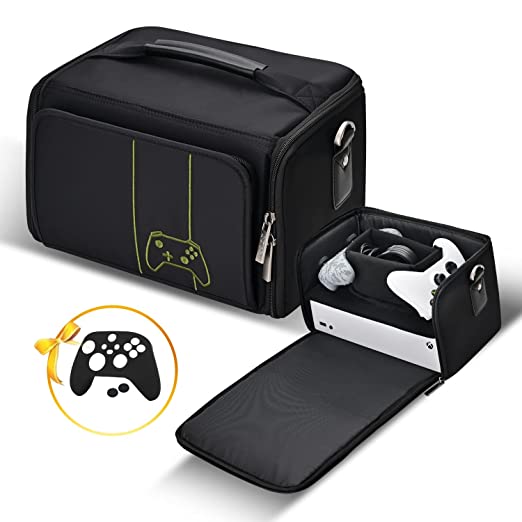 G-STORY Case Storage Bag for Xbox Series S Console Carrying Case, Travel Bag for Xbox Controllers Xbox Games and Gaming Accessories, Included Silicone Cover Skin Protector
