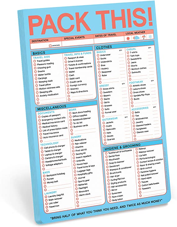 Knock Knock Pack This Pad (Pastel Version) - Packing List Pad & Travel Accessories, 6 x 9-inches