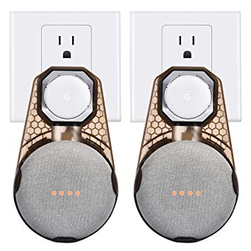 Google Home Mini Wall Mount Outlet Holder by Cinolink [Transparent - 2 Pack]