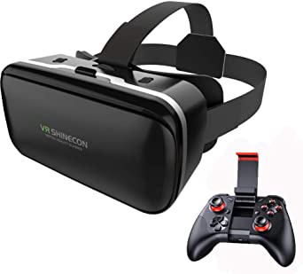 VR Headset 3D VR Glasses for iPhone & Android Phone and Wireless 4.0 Gamepad Wireless Telescopic Game Controller