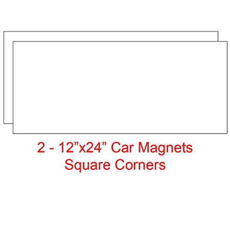 2 - 12"x24" Blank Magnetic Sign Sheets - Blank Car Magnet Signs, 30 Mil. (Square Corners)