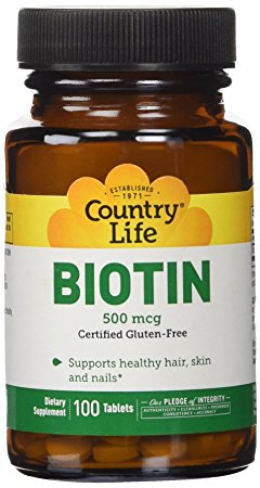 Country Life Biotin 500 mcg, 100-Count