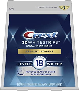 Crest 3DWhitestrips Radiant Express At-home Teeth Whitening Kit, 14 Treatments