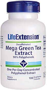 Life Extension - Decaffeinated Mega Green Tea Extract 98% Polyphenols - 100 Vegetarian Capsules