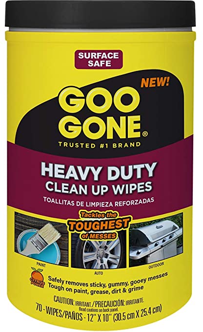 Goo Gone Heavy Duty Clean Up Wipes - 70 Wipes - for Paint Adhesive Auto Outdoor Grills Dirt Grime