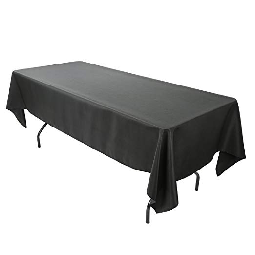 E-TEX Rectangle Tablecloth - 60 x 102 Inch Rectangular Table Cloth for 6 Foot Table in Washable Polyester Black