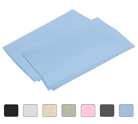 Light Blue Standard 4" Hems Set of 2 Pillowcases 300 Thread Count 100% Long Staple Egyptian Cotton Luxury Hotel Quality 21x32 (fits 20x26)