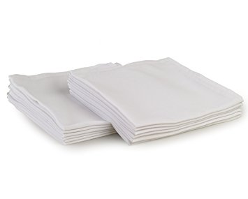 YOURTABLECLOTH Cloth Dinner Napkins100% Spun Polyester with Hemmed Edges 20x 20"Set of 12 (White)