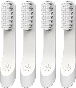 Toothbrush Replacement Heads for Quip - 4-Count Gentle Bristle Adult Electric Brush Upgrades, Classic (White)