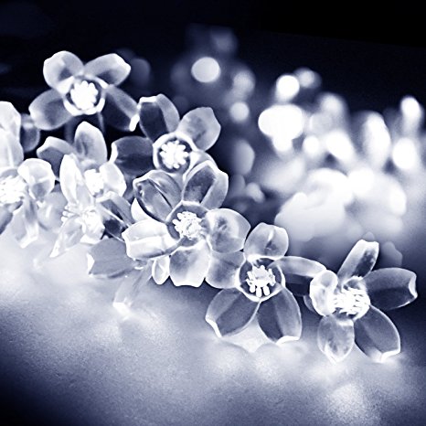 Solar String Lights, LightsEct 15.7ft 20 Fairy White LEDs Blossom Garden Lighting With Waterproof Design & 2 Different Modes Flower Decoration For Christmas Tree - Parties And Other Festivities