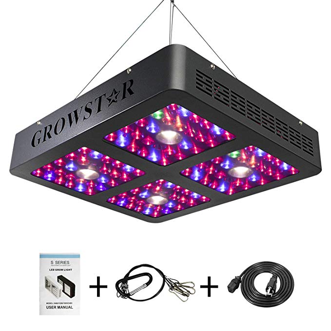 Growstar 1200W COB LED Grow Light, UV & IR Full Spectrum 3000K CREE COBs and 10W Double Chips for for Hydroponic Greenhouse Indoor Plant Veg and Flower