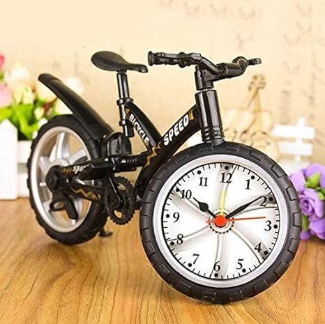 Emerge Bike Clock On Bottom Table Clock for Home Best Diwali Gifts Items Diwali Home Decor Items -Plastic,14.5*25*1.5 Cm,Black