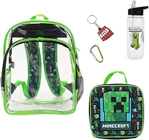 Minecraft Creeper 5-Piece Backpack & Lunchbox Set With Water Bottle