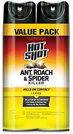 Hot Shot HG-26782 Ant, Roach & Spider Killer 2-17.5 oz Aerosol, Lemon Scent