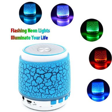Bluetooth Speakers Vanten Mini Portable Glow in the Dark Sparkle Neon Flashlight LED with Built-in Mic Hands -free, FM Radio,TF Card Slot, AUX for iPhone / iPad / Samsung and More