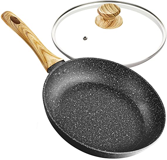 MICHELANGELO 12 Inch Frying Pan with Lid, Nonstick Frying Pan with Bakelite Handle, 12 Inch Frying Pan Nonstick,Stone Nonstick Frying Pan with Lid - 12 Inch
