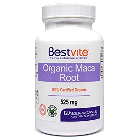 Organic Maca 525mg (120 Vegetarian Capsules) - No Stearates - No Fillers - No Flow Agents